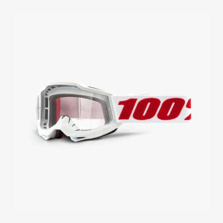 100 PROCENT (2022) ACCURI 2 YOUTH GOGGLE DENVER - CLEAR LENS - akiniai ACCURI 2 YOUTH spalva: balta/raudona, stiklas: skaidrus