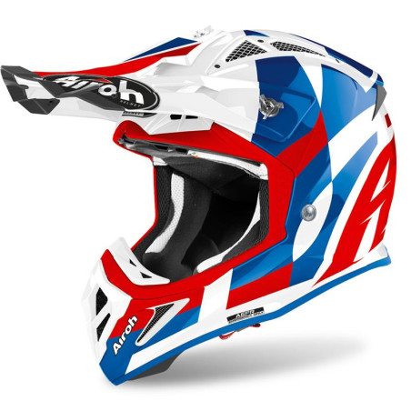 AIROH AVIATOR ACE TRICK BLUE GLOSS spalva: mėlyna/raudona/balta, dydis: S