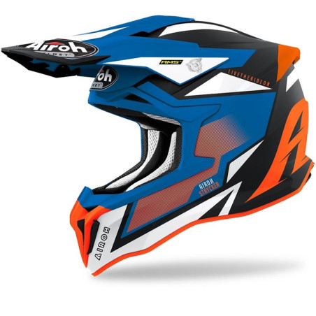 AIROH šalmas, modelis: STRYCKER AXE ORANGE/BLUE MATT spalva: mėlyna/pilka/oranžinė matinė, dydis: M