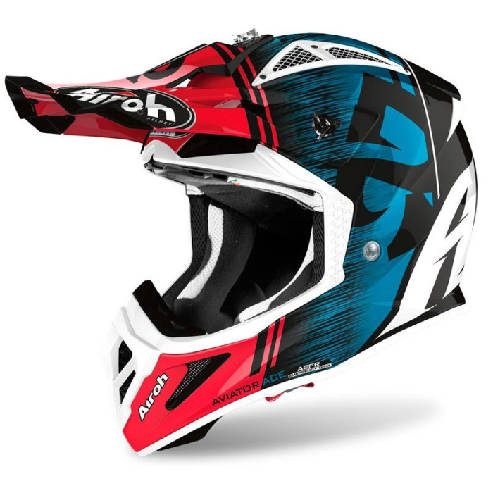 AIROH helmet, model: AVIATOR ACE KYBON BLUE/RED GLOSS color: blue/red/white, size: S