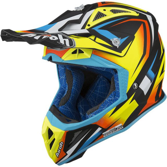 AIROH helmet, model: AVIATOR 2.3 AMS2 FAME YELLOW MATT color: yellow/blue/black matte, size: S