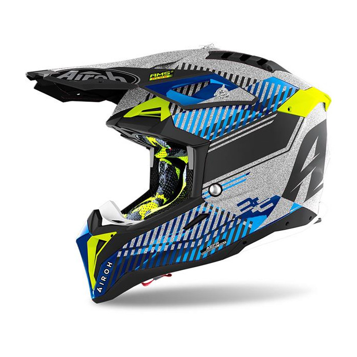 AIROH helmet, model: AVIATOR 3 color: gray/blue/yellow FLUO, size: S