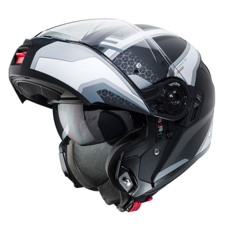 CABERG atverčiamas šalmas, modelis: LEVO SONAR spalva: juoda/balta/pilka/sidabrinė matinė, dydis: XL