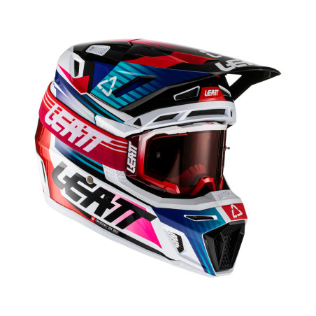 LEATT (2022) šalmas MOTO 8.5 V22 (+ akiniai 5.5 dovanų) HELMET KIT ROYAL spalva: NAVY/raudona/juoda, dydis: L (59-60 cm)