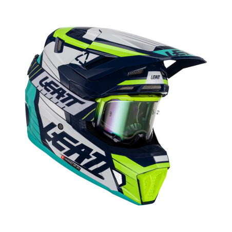 LEATT (2023) šalmas MOTO 7.5 V23 (+ akiniai 4.5 IRIZ dovanų) HELMET KIT BLUE spalva: NAVY/geltona FLUO/mėlyna, dydis: M (57-58 c