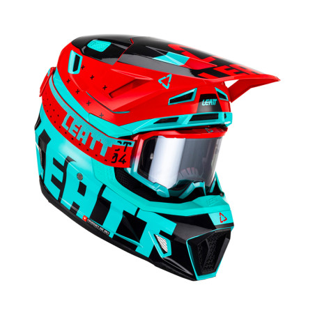 LEATT (2023) šalmas MOTO 7.5 V23 (+ akiniai 4.5 IRIZ dovanų) HELMET KIT FUEL spalva: NAVY/raudona/mėlyna, dydis: L (59-60 cm)