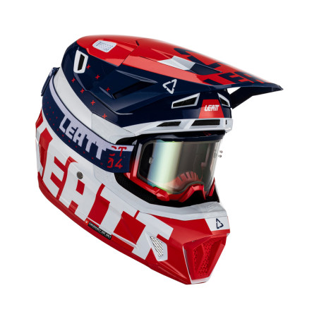 LEATT (2023) šalmas MOTO 7.5 V23 (+ akiniai 4.5 IRIZ dovanų) HELMET KIT ROYAL spalva: NAVY/raudona/balta, dydis: L (59-60 cm)