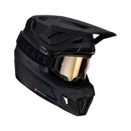 LEATT (2023) šalmas MOTO 7.5 V23 (+ akiniai 4.5 IRIZ dovanų) HELMET KIT STEALTH spalva: juoda, dydis: L (59-60 cm)