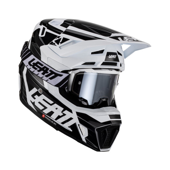 LEATT (2023) helmet MOTO 7.5 V23 (+ glasses 4.5 IRIZ as a gift) HELMET KIT WHITE color: black/white, size: M (57-58 cm)