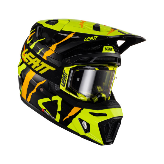 LEATT (2023) helmet MOTO 8.5 CITRUS V23 (+ glasses 5.5 as a gift) HELMET KIT TIGER color: black/yellow FLUO/orange, size: S (5