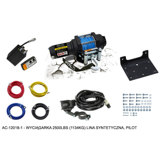 BRONCO winch 2500LBS (1134KG) synthetic rope 4.8MM X 10M,