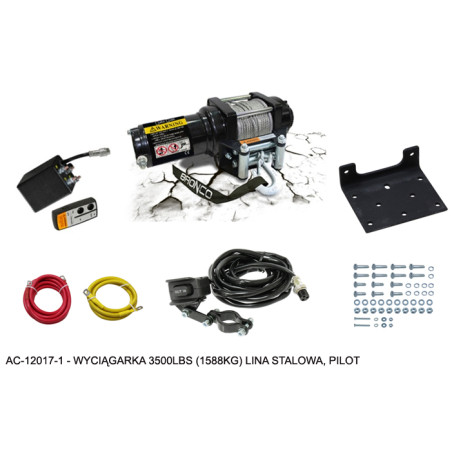 BRONCO winch 3500LBS (1588KG) metal cable 5.5MM X 15.2M,