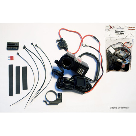 BIKETEC krovimo lizdas su dviem USB jungtimis ir saugikliu ant vairo - MUS04