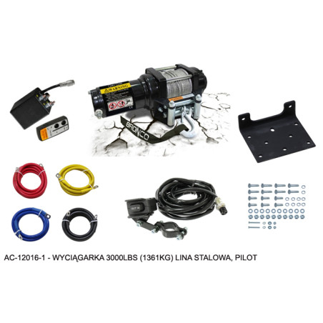 BRONCO winch 3000LBS (1361KG) metal cable 4.8MM X 15.2M,