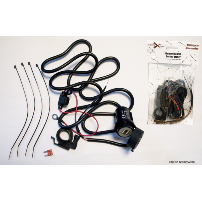 BIKETEC USB X2 charging socket with handlebar-mounted fuse - MUS17