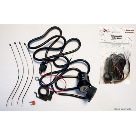 BIKETEC krovimo lizdas USB X2 su saugikliu montuojamu ant vairo - MUS17