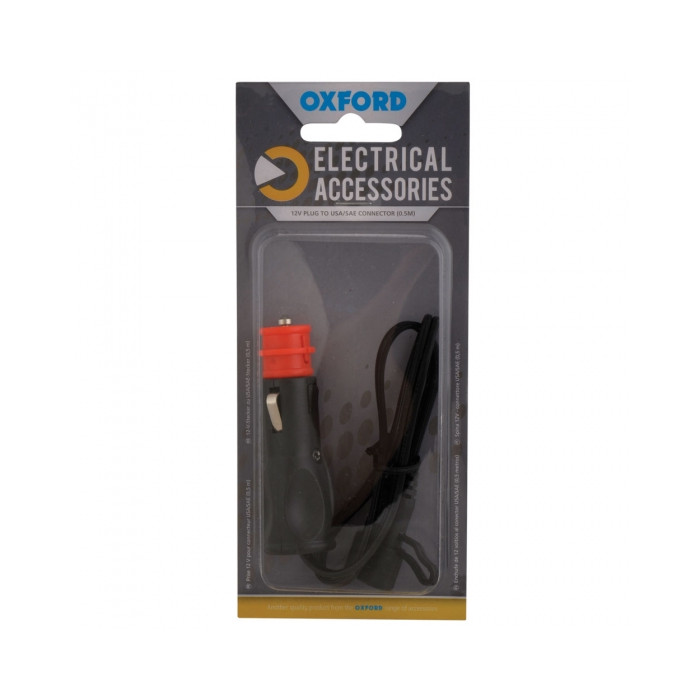 OXFORD CIGARETTE LIGHTER CABLE 12V USA/SAE OUTPUT 0.5M