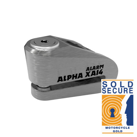 OXFORD brake disc lock with alarm ALPHA XA14 color silver (PIN 14MM)