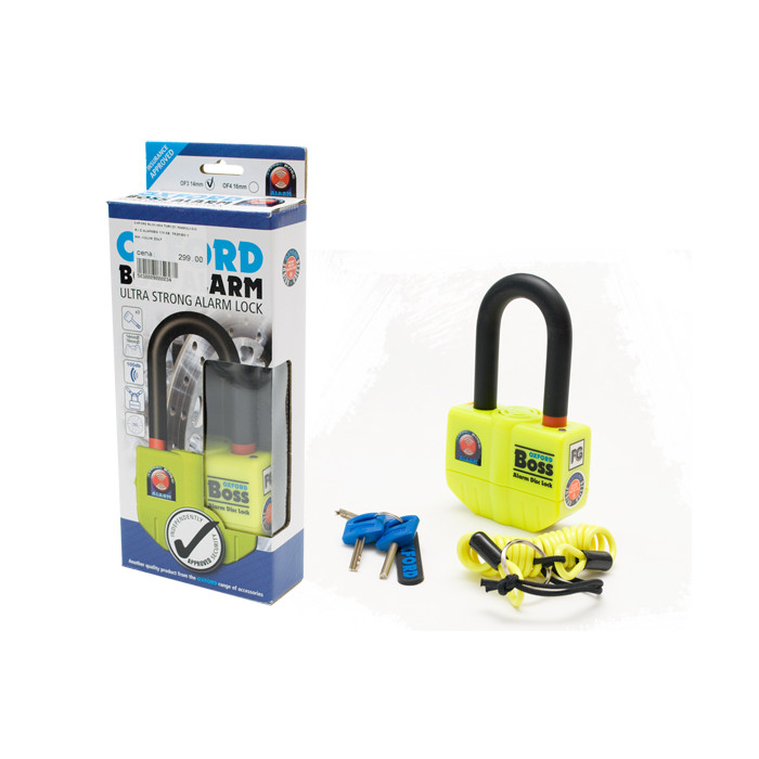 OXFORD brake disc lock with alarm 110 DB, PIN 14MM, color yellow