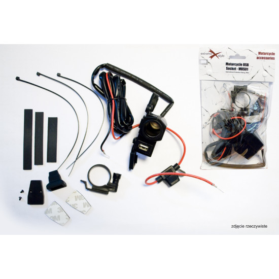 BIKETEC charging socket with USB with fuse mounted on the handlebar - MUS01, 5 pcs.