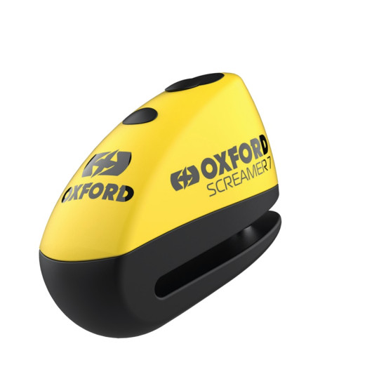 OXFORD brake disc lock with alarm MODEL SCREAMER XA7, PIN 7MM, color black/yellow fluorescent (old product code: LK