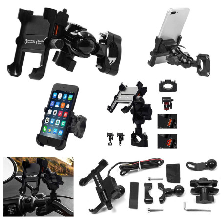 BIKETEC motorcycle phone holder with charger USB 3.0 handlebar mounting type: R8-METAL USB