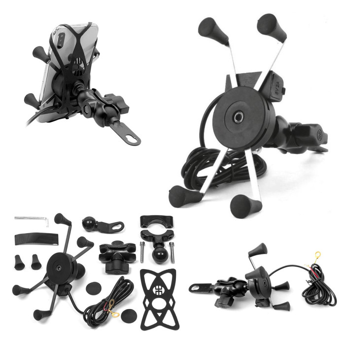 BIKETEC motorcycle phone holder type: RAM XL USB with charger USB mounting on the handlebar