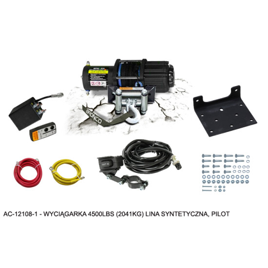 BRONCO winch 4500LBS (2041KG) synthetic rope 5.5MM X 15.5M,