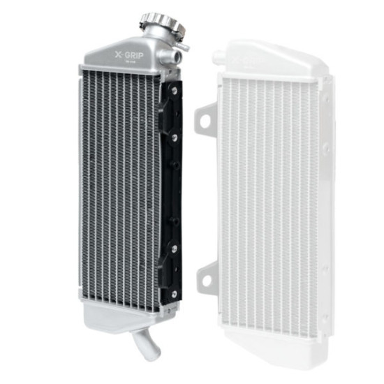X-GRIP radiator right (with plug) fits: KTM EXC '20-'21, SX '19-'21, HUSQVARNA TE '20-'21, TC '19-'21, GASGAS MC/EC '21-