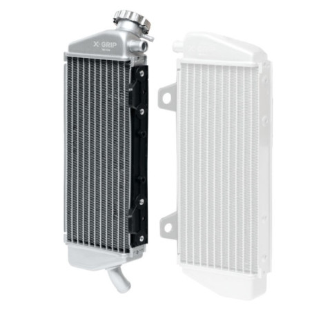 X-GRIP radiator right (with plug) fits: KTM EXC/EXCF '17-'19, SX '17-'18, SXF '16-'18, HUSQVARNA FC '16-'18, HUSQVARNA TE/