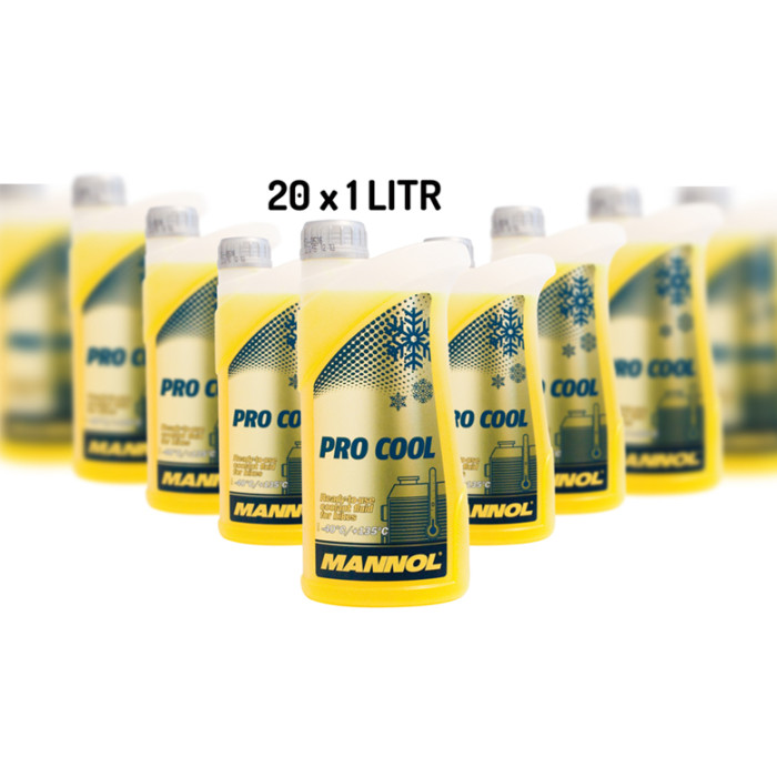 MANNOL aušinimo skystis PRO COOL 1L motociklui (-40°C/+135°C) paruoštas naudoti (dėžė 20vnt.)