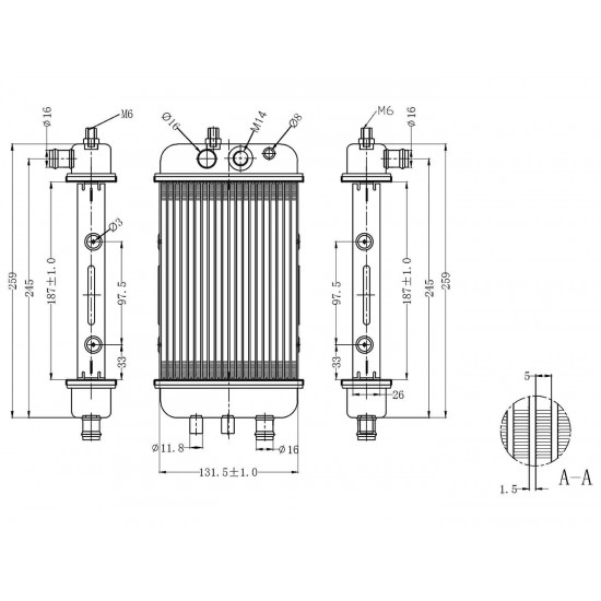 Derbi Senda 50, Aprilia RX 50, SX 50, Gilera RCR 50, SMT 50 cooling radiator