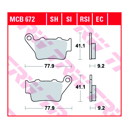 Brake linings of the TRW MCB672EC