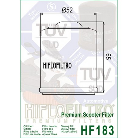 Piaggio / Aprilia / Derbi / Gilera tepalo filtras (HF183)