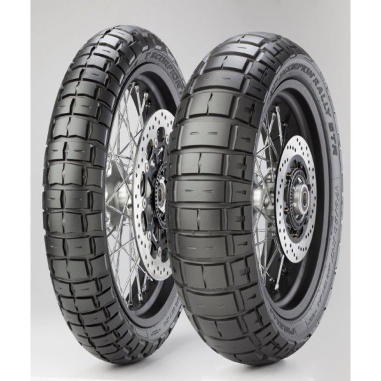 PIRELLI tire set (2919800/19) 120/70R17 SCORPION RALLY STR 58H TL M/C M+S 02-24/2019 + (2865200/22) 150/70R17 SCORPION