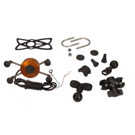 Universal telephone holder with USB charging connection