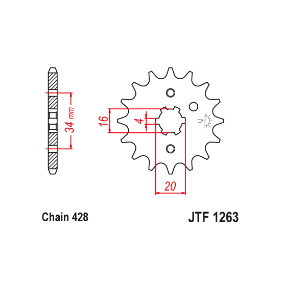 Yamaha XT 125 (until 2008) front drive sprocket