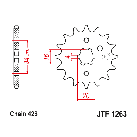 Yamaha XT 125 (until 2008) front drive sprocket