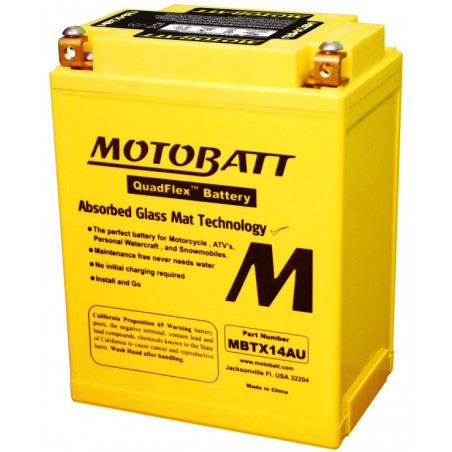 YTX14AHL-BS (MBTX14AU) 12V 16.5Ah 210A Motobatt battery
