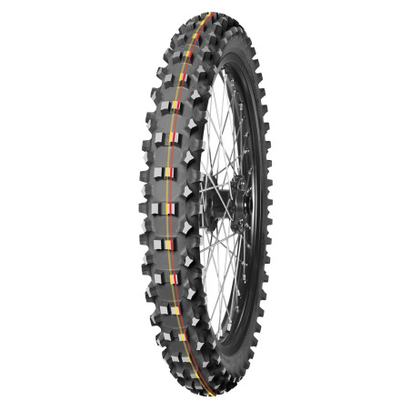MITAS padanga 70/100-17 TERRA FORCE MX-SM SOFT/MEDIUM 40M TT priekinė (raudona/geltona juosta) DOT 2021 (DOT:PXDJ) (26161)