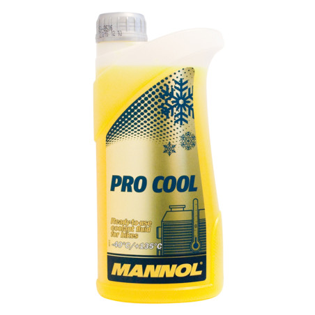 MANNOL aušinimo skystis PRO COOL 1L motociklui (-40°C/+135°C) paruoštas naudoti