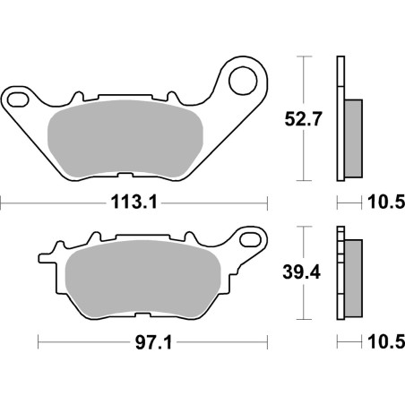 SBS stabdžių kaladėlės KH662 tinka: YAMAHA YZF-R25 '15-'20, YZF-R3 '15-'20, MT-03 '16-'20, MT-25 '16-'20 galas