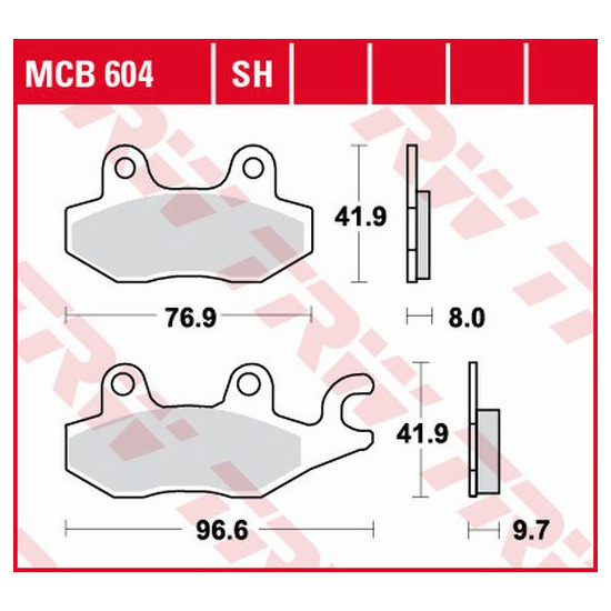 TRW LUCAS brake pads KH165 / 2 ORGANIC SUZUKI DR 800 97-99, TRIUMPH TIGER 1050 07-13, DYTONA 1200 93-97, TROPHY 1200 94-