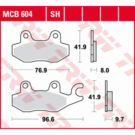 TRW LUCAS brake pads KH165 / 2 ORGANIC SUZUKI DR 800 97-99, TRIUMPH TIGER 1050 07-13, DYTONA 1200 93-97, TROPHY 1200 94-