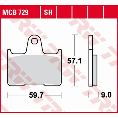 TRW LUCAS stabdžių kaladėlės KH254 ORGANIC SUZUKI GSXR 600 04-05, GSF 650 05-06, GSXR 750 04-05, GSX 1400 01-07, galas