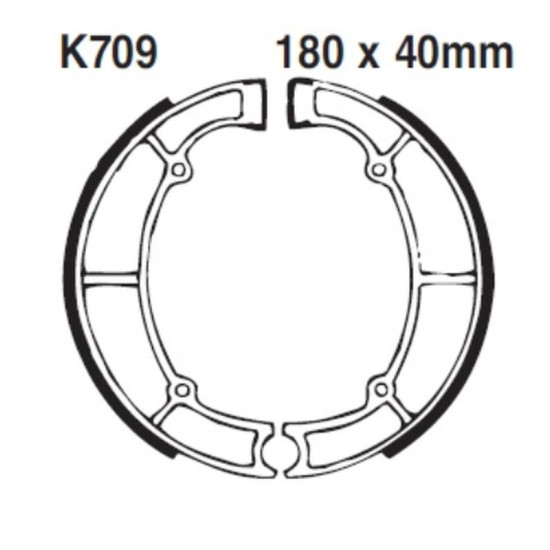 JR drum brake pads (K709) KAWASAKI LTD 450 '86-'89, EN 500 '90-'04, ZL 600 '86-'97, VN 750 '86-'94, VN 800 '95-'06 (