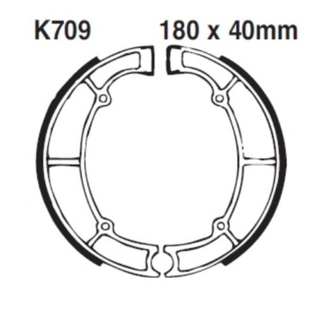 JR drum brake pads (K709) KAWASAKI LTD 450 '86-'89, EN 500 '90-'04, ZL 600 '86-'97, VN 750 '86-'94, VN 800 '95-'06 (
