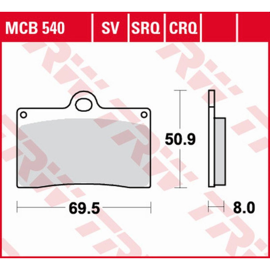 TRW LUCAS ZF brake pads KH095 ORGANIC APRILIA RS4 125 '11-'16, DUCATI MONSTER 600 '94-'98, KTM DUKE 620 '94-'98, MOTO GU