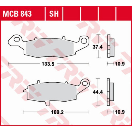 TRW LUCAS ZF stabdžių kaladėlės KH231 ORGANIC KAWASAKI VN 900 '06-'17, VN 1500 '98-'03, VN 1600 '03-'08, VN 1700 '09-'17, VN 200