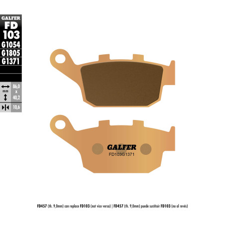 GALFER brake pads KH140 Metalic sinter (gold color) STREET rear HONDA CB, CBR, CTX, NTV 650, XL 600 / 650 / 700V,